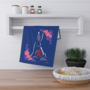 Cotton Tea Towels -Charming Love Rabbit