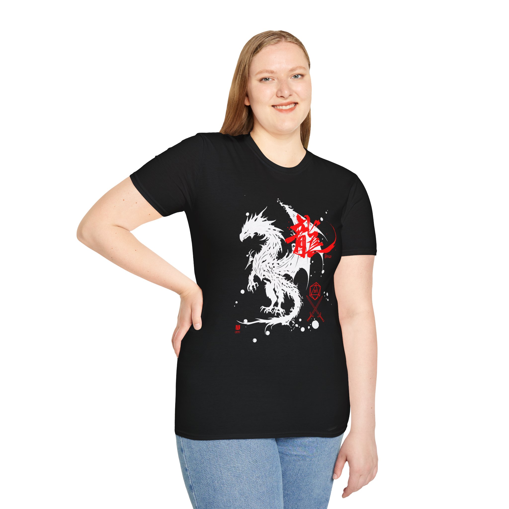 D & D Dragon Kanji Unisex Softstyle T-Shirt - Image 4