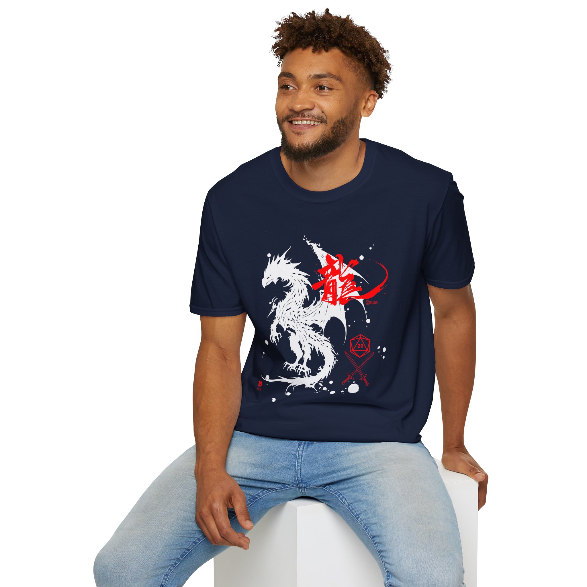 D & D Dragon Kanji Unisex Softstyle T-Shirt - Image 13