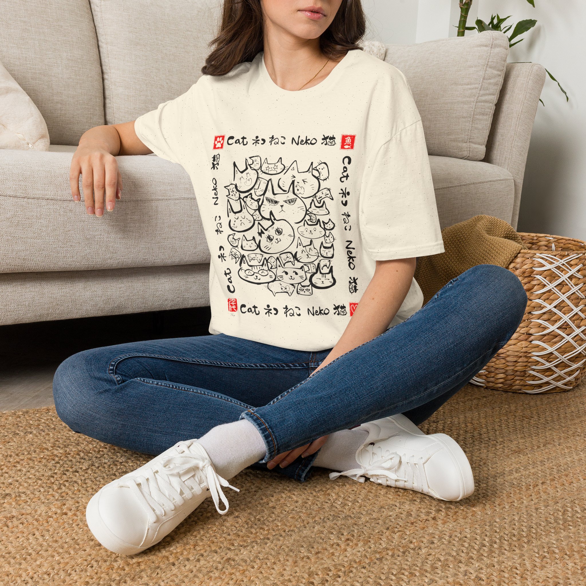Cute Cats T-Shirt — Japanese Cat - Image 2