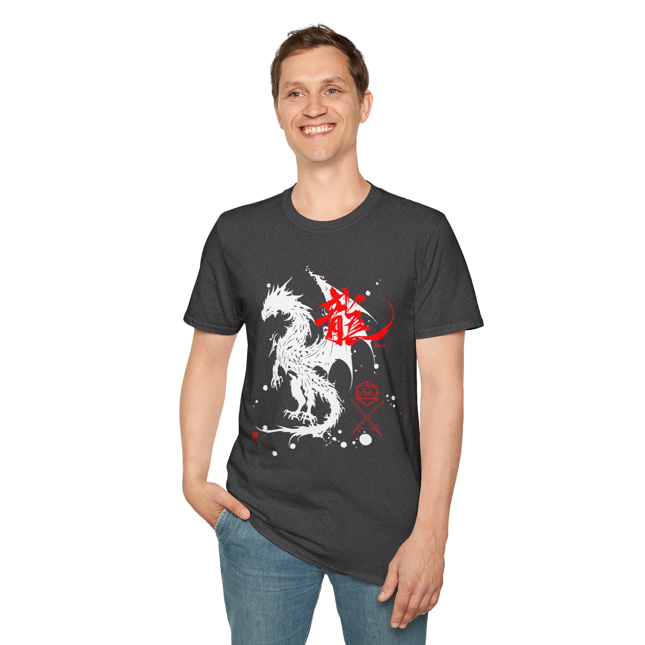 D & D Dragon Kanji Unisex Softstyle T-Shirt - Image 7